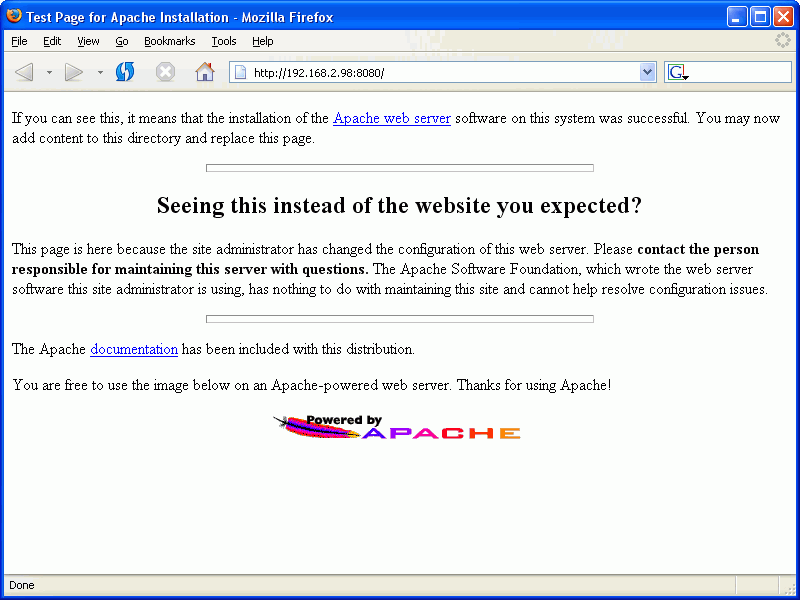 Apache post-installation welcome page