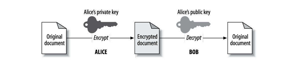Alice sends Bob a message he can verify came from her