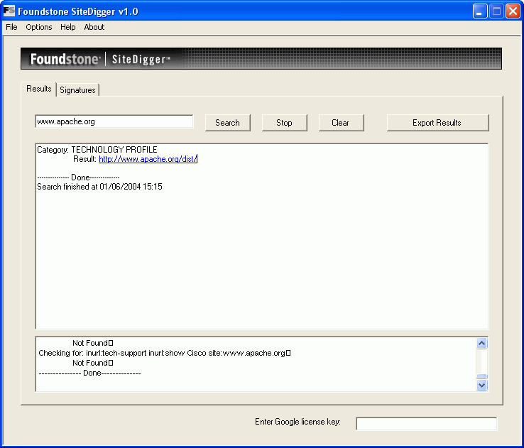 Using Google automatically through SiteDigger